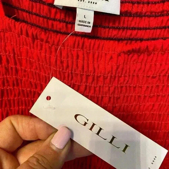 Red Ruffle Shorts Romper, New by Gilli, large - Picture 3 of 8